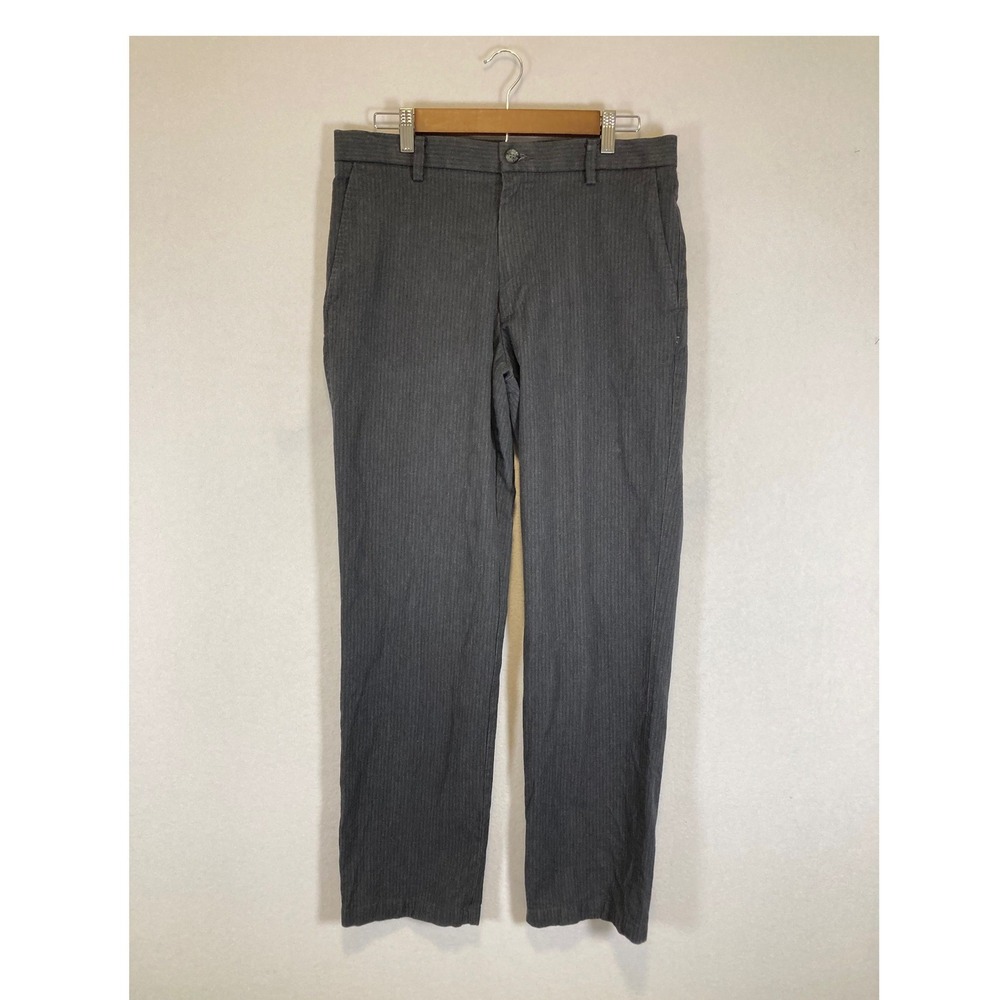Business Casual Dockers Mens 32x32 Grey Micro-Pinstripe D2 Straight Fit Pants